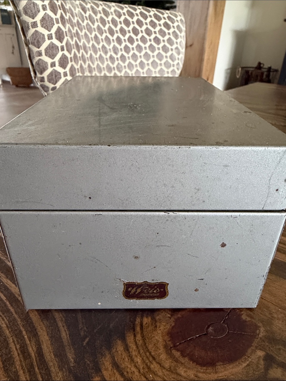 Mid Century Steel Index Box in Gray by Weis Monroe Michigan Made in USA 4”x 6”